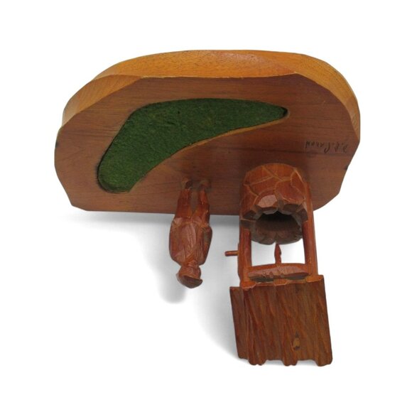 Hand Carved WOODEN SCULPTURE of Man And Well by Paul-Emile Caron Canada Vintage - Picture 12 of 13